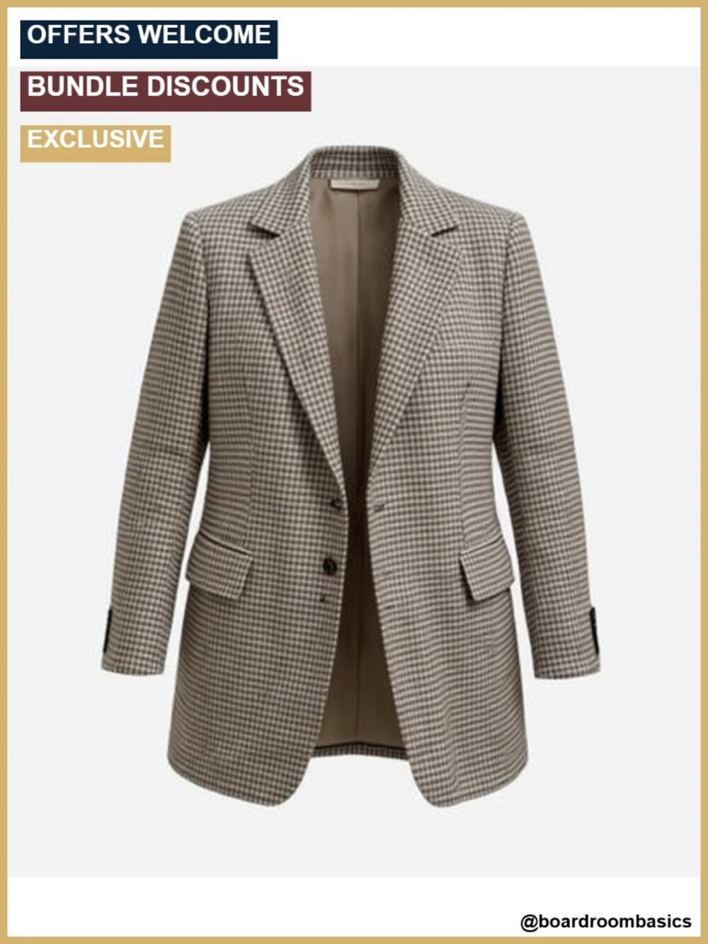 Women's Oversized Boyfriend Blazer, Plaid Tweed Jacket Fully Lined - Fall